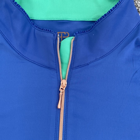 EP NY Long Sleeve Zip Polo w/ Ruffle Trim - BlueBelle - Picture 3 of 6